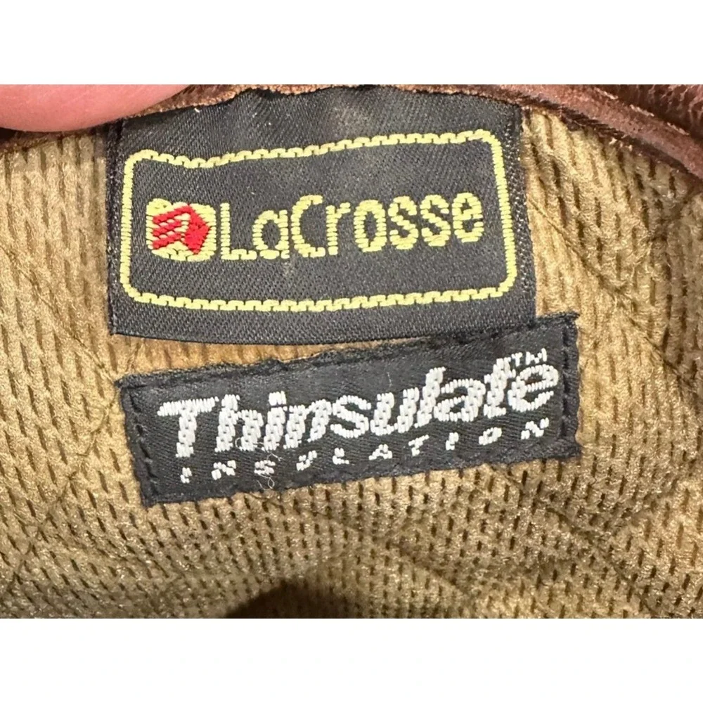 LaCrosse Mesquite Brown Leather Rubber Duck Boots Thinsulate Insulated Side Zip